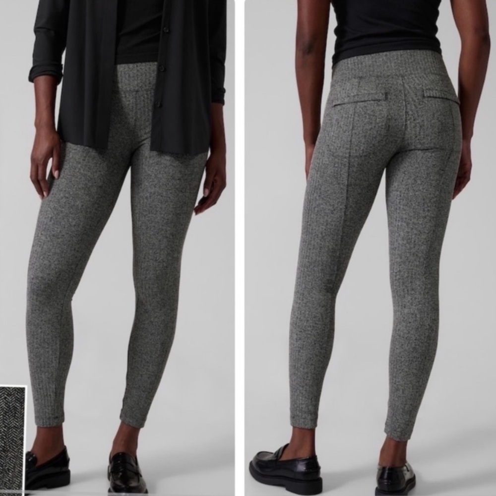 Athleta Delancey Herringbone Ponte Tight High Rise Legging Gray Black Size S​